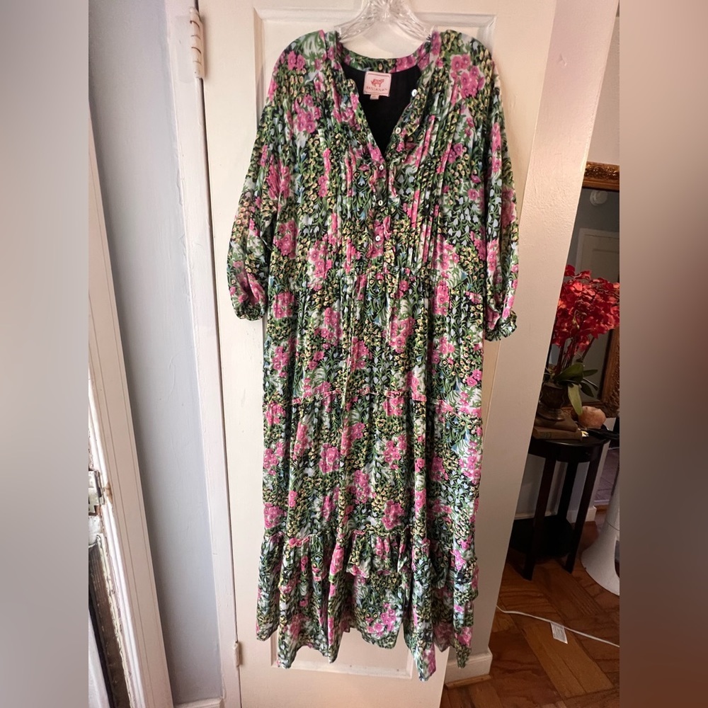 Banjanan Floral Maxi Dress - Pink and Green - Picture 2 of 11